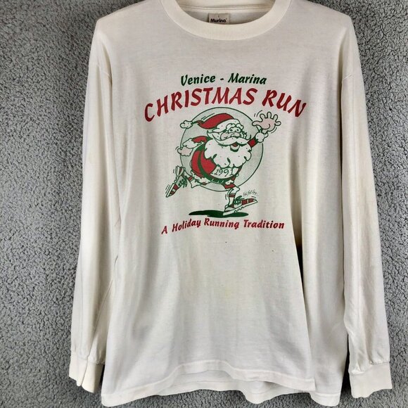 American Vintage Other - VTG 1991 Men’s Venice Marina Christmas Long Sleeve T-Shirt Adult Sz L Super Rare